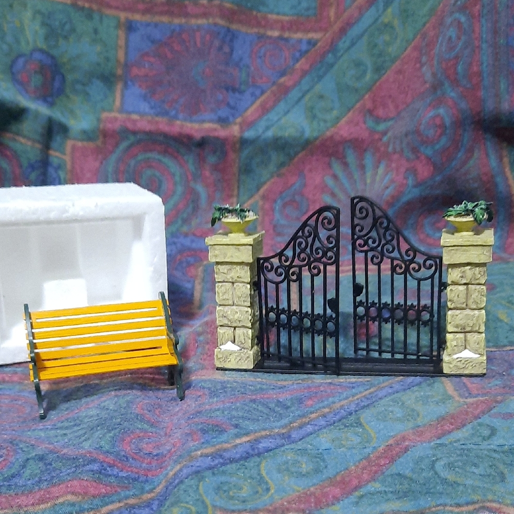 Dept. 56 Wrought Iron Park Bench and Gate